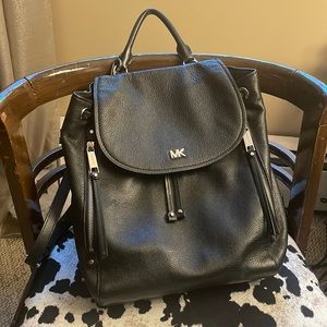 Black Leather Michael Kors Backpack